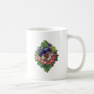 Taza De Café Pansy Púrpura Victoriano Bouquet para el Día de la