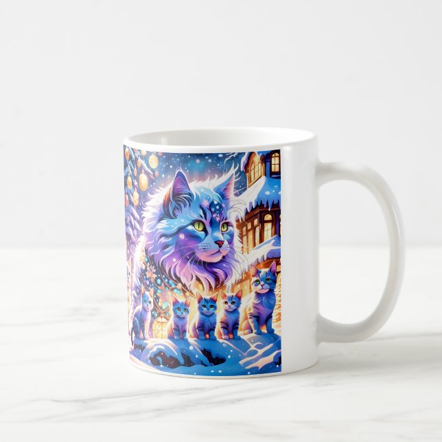 Taza De Café Pantalla de gatos de navidades (Derecha)