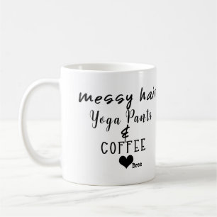 Taza De Café Pantalones de yoga para cabello despeinado café pe