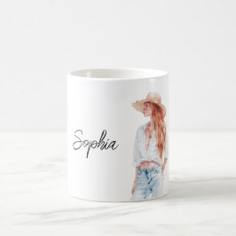 Taza De Café Pantalones vaqueros de mujer pelirroja