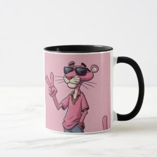 Taza de café Pantera de dibujos animados rosa retr