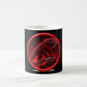 Taza De Café Pantera Negra Volcánica Posada En Roca Brillante
