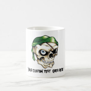 Taza De Café Pañuelo fresco del cráneo del pirata del símbol