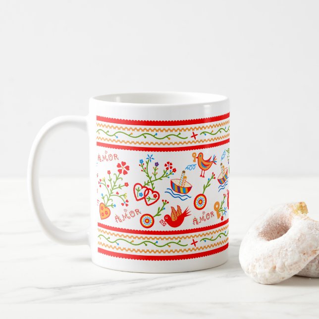 Taza De Café pañuelos de amor de San Valentín (Con donut)