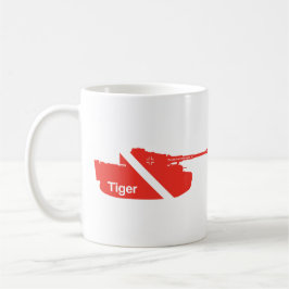 Taza De Café Panzerkampfwagen VI mínimo, rojo - blanco