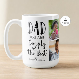 Taza De Café Papá 4 Fotos Simplemente El Mejor Personalizado