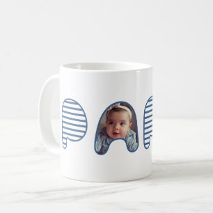Taza De Café Papa Blue Stripe Bubble Lettering Collage de fotos
