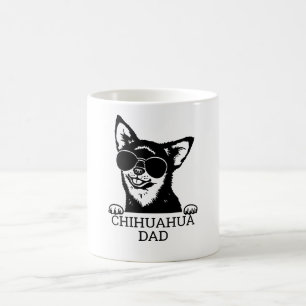 Taza De Café Papá chihuahua vistiendo gafas Mascotas del Día de