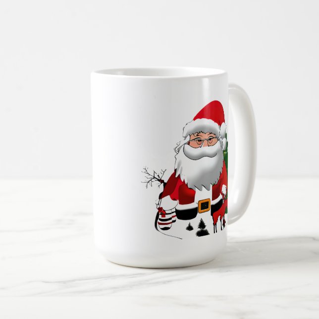 Taza De Café Papá Claus con un Reno (Anverso derecho)