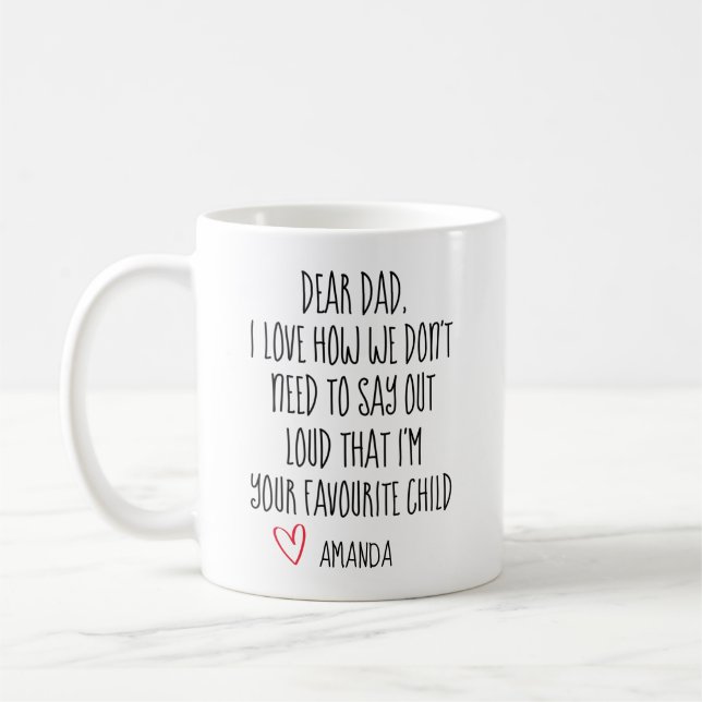 Taza De Café Papá Coffee Mug, Niño Favorito, Mug Personalizada, (Izquierda)