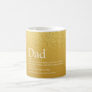 Taza De Café Papá, Daddy, Definición de Padre Glitter Dorado