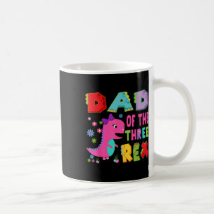 Taza De Café Papá De Los Tres Rex 3 Cumpleaños Niño Dinosaurio 