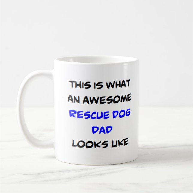 Taza De Café papá de perro de rescate, impresionante (Izquierda)