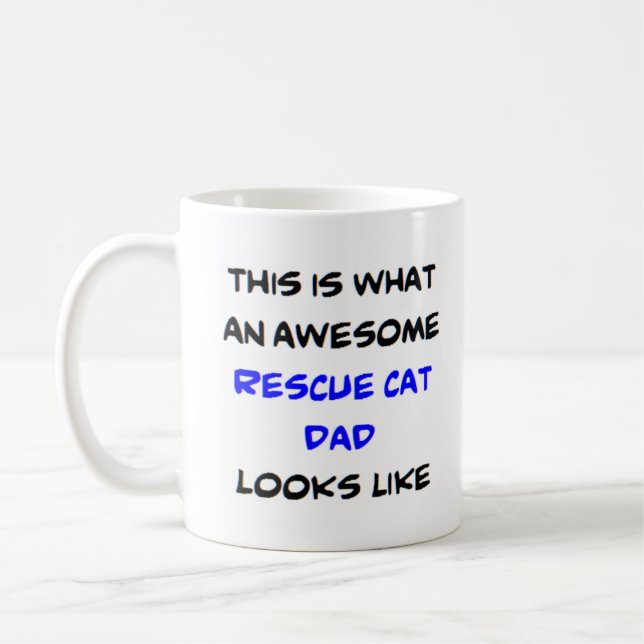 Taza De Café papá del gato de rescate, impresionante (Izquierda)