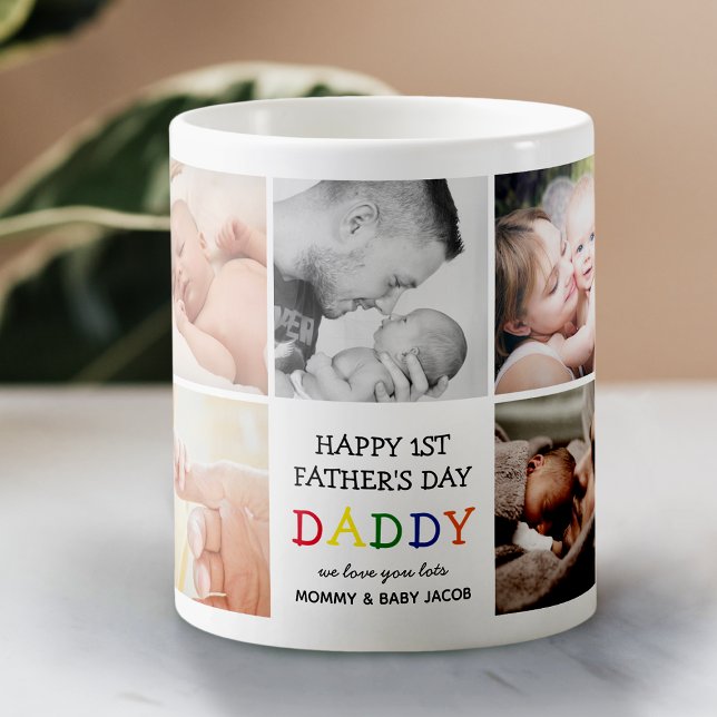 Taza De Café Papá del primer padre lindo | COLLAGE DE FOTOS (Subido por el creador)