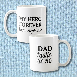 Taza De Café Papá Divertido Tástico @50 Héroe Por Siempre Cumpl