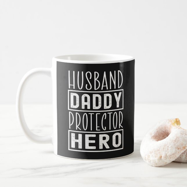 Taza De Café Papá Esposo Protector Hero Veterano Papá (Con donut)