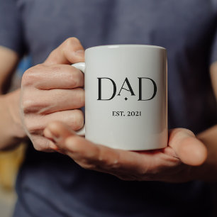Taza De Café Papá Est. Fecha con los nombres de los niños   Tex