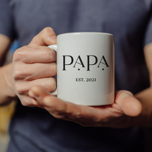 Taza De Café Papa Est. Fecha con los nombres de los niños   Tex