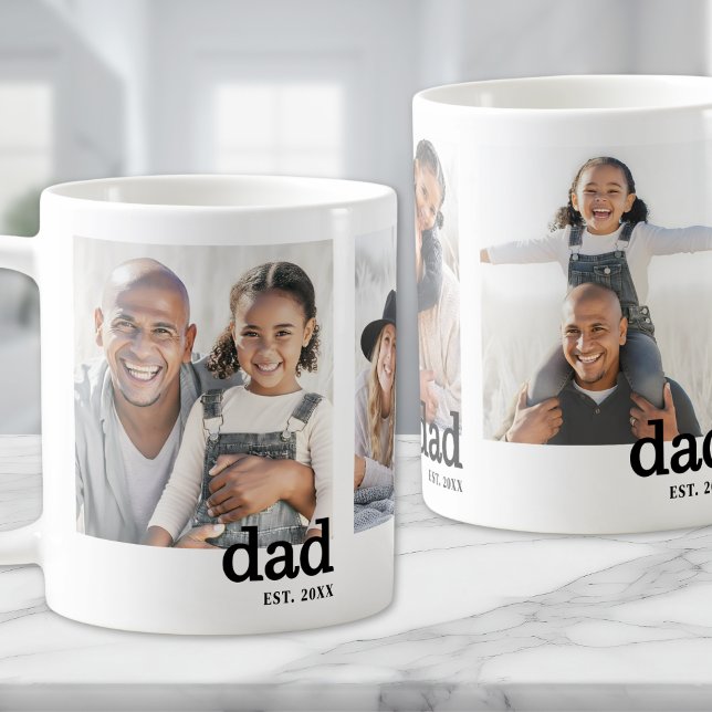 Taza De Café Papá Establecido Collage de 3 Fotos (Dad Established 3 Photo Collage Coffee Mug)