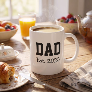 Taza De Café Papá Establecido Texto Negro Negrita Blanco