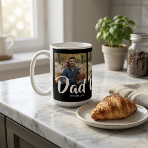 Taza De Café Papá Estableció Escritura Negra 3 Foto