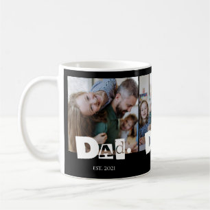Taza De Café Papá Estableció Moderno Collage De Fotos De 3 Niño