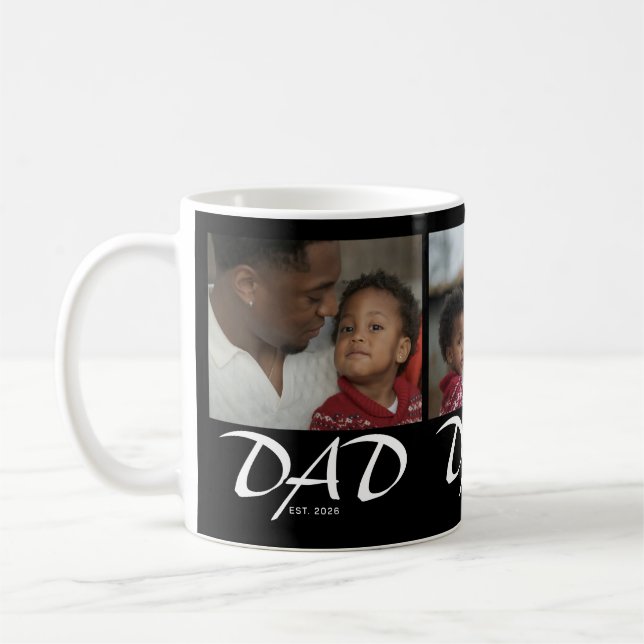 Taza De Café Papá Estableció Moderno Script Negro 3 Fotos (Izquierda)