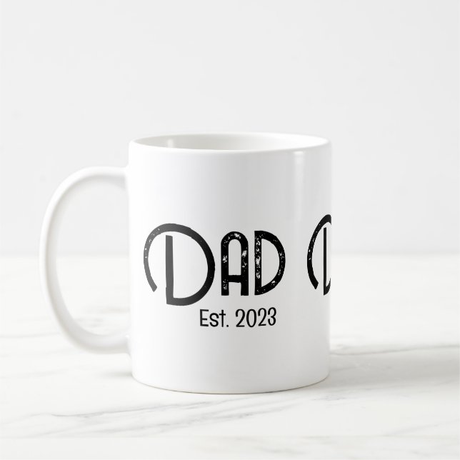 Taza De Café Papá Estableció Texto Grunge est. año nuevo papá (Izquierda)