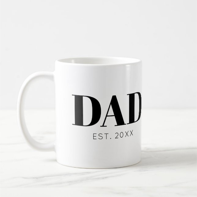 Taza De Café Papá Estableció Texto Simple Año Mínimo (Izquierda)