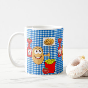 Taza De Café Papa, Fries Francesas, Ketchup Plaid Mug