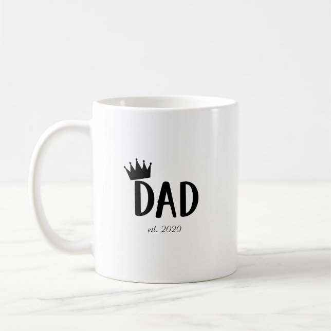 Taza De Café Papá fundado 2020 | Personalizado (Izquierda)