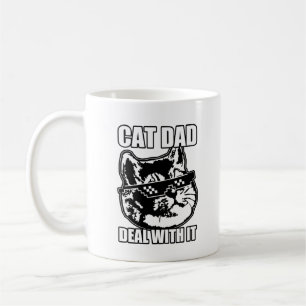 Taza De Café Papá gato lidia con gato respirador pesado