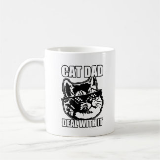 Taza De Café Papá gato lidia con gato respirador pesado