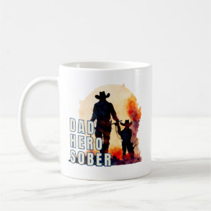 Taza De Café Papá, héroe, Sober. Vaquero acuarela, regalo de so