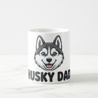 Taza De Café Papá Husky — Cara sonriente de Husky siberiano par