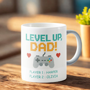 Taza De Café Papá Jugador Personalizado   Papá Nivel Superior C