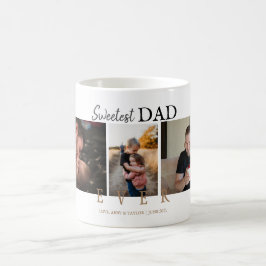 TAZA DE CAFÉ PAPÁ MÁS SUIZA PERSONALIZADO 3 FOTOS BLANCO