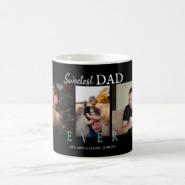 TAZA DE CAFÉ PAPÁ MÁS SUIZA PERSONALIZADO 3 FOTOS NEGRO