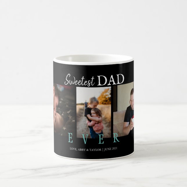 TAZA DE CAFÉ PAPÁ MÁS SUIZA PERSONALIZADO 3 FOTOS NEGRO (Centro)