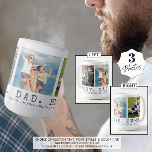 Taza De Café PAPÁ MEJOR HASTA 3 Fotos Personalizado Azul de la 