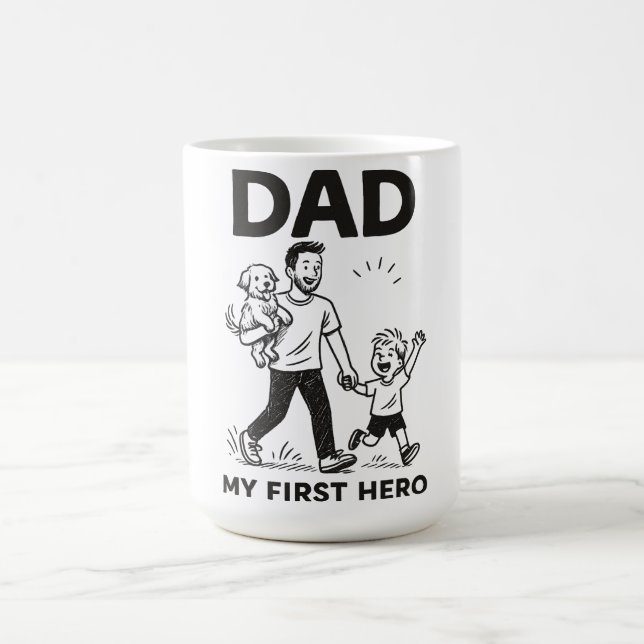 Taza De Café Papá - Mi primer héroe | Café Mug del Día del Padr (Centro)