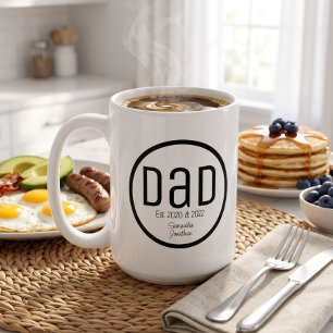 Taza De Café Papá moderno con nombres sencillos de los niños