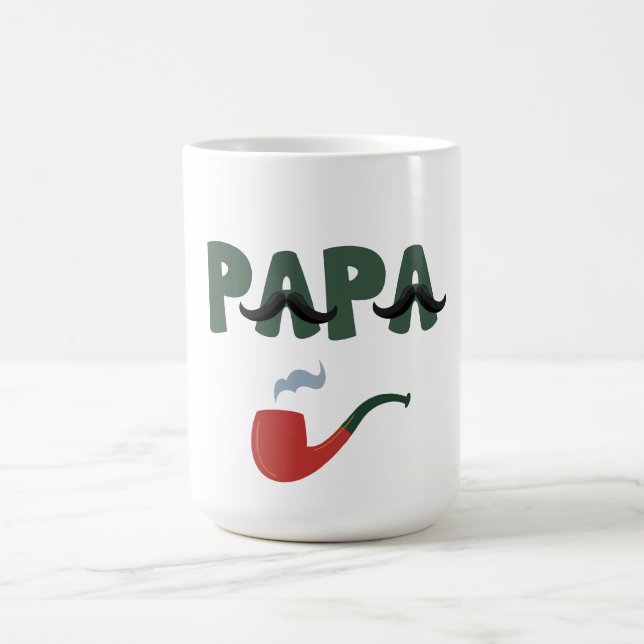 Taza De Café Papa mustache father day white  (Centro)