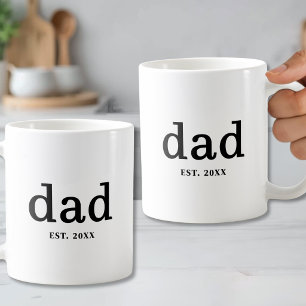 Taza De Café Papá Negro Blanco Padre Personalizado