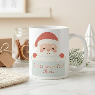 Taza De Café Papá Noel Adorable Te Ama Nombre Personalizado Nav