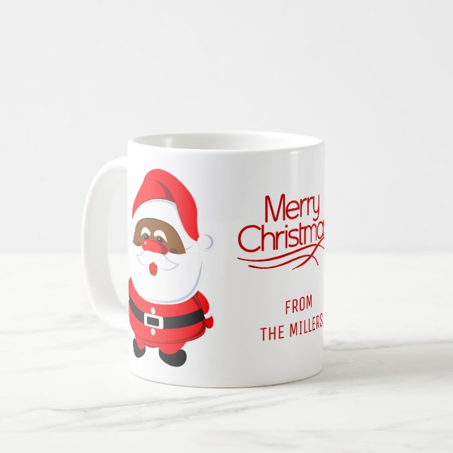 Taza De Café Papá Noel afroamericano Feliz Navidad (Anverso izquierdo)