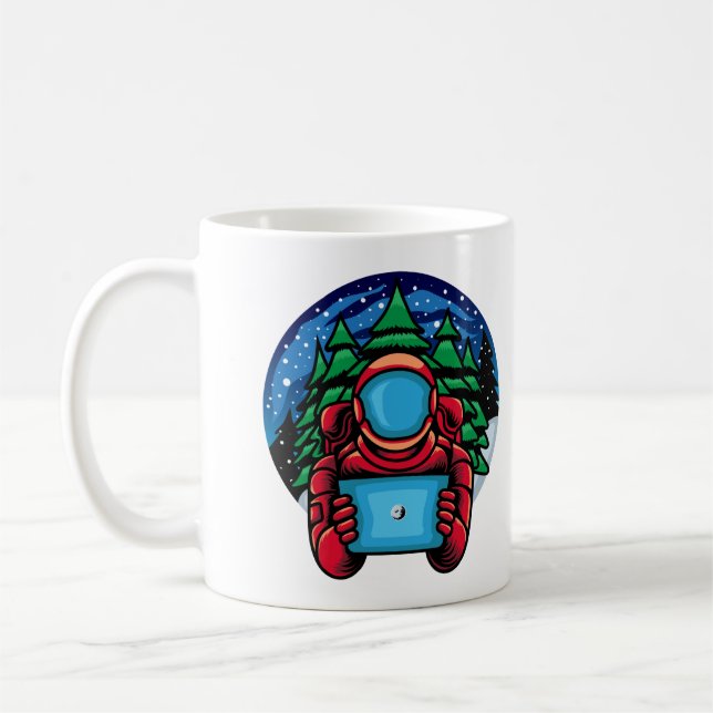 Taza De Café Papá Noel Astronauta Con Mesa (Izquierda)