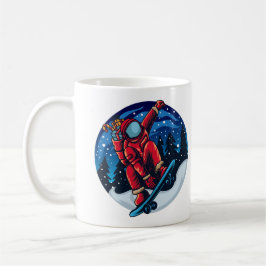 Taza De Café Papá Noel Astronauta Con Monopatín