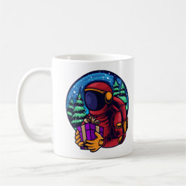 Taza De Café Papá Noel Astronauta Con Regalo